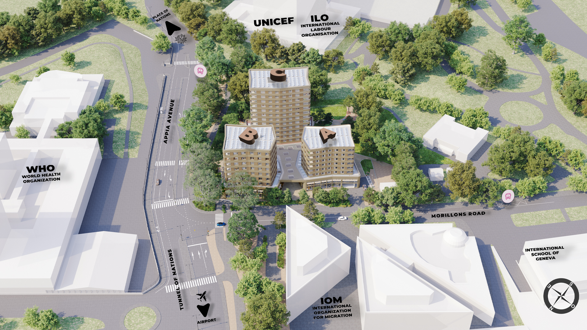 An exceptional location suited to all types of mobility - Passage Morillons in the Nations District - Geneva